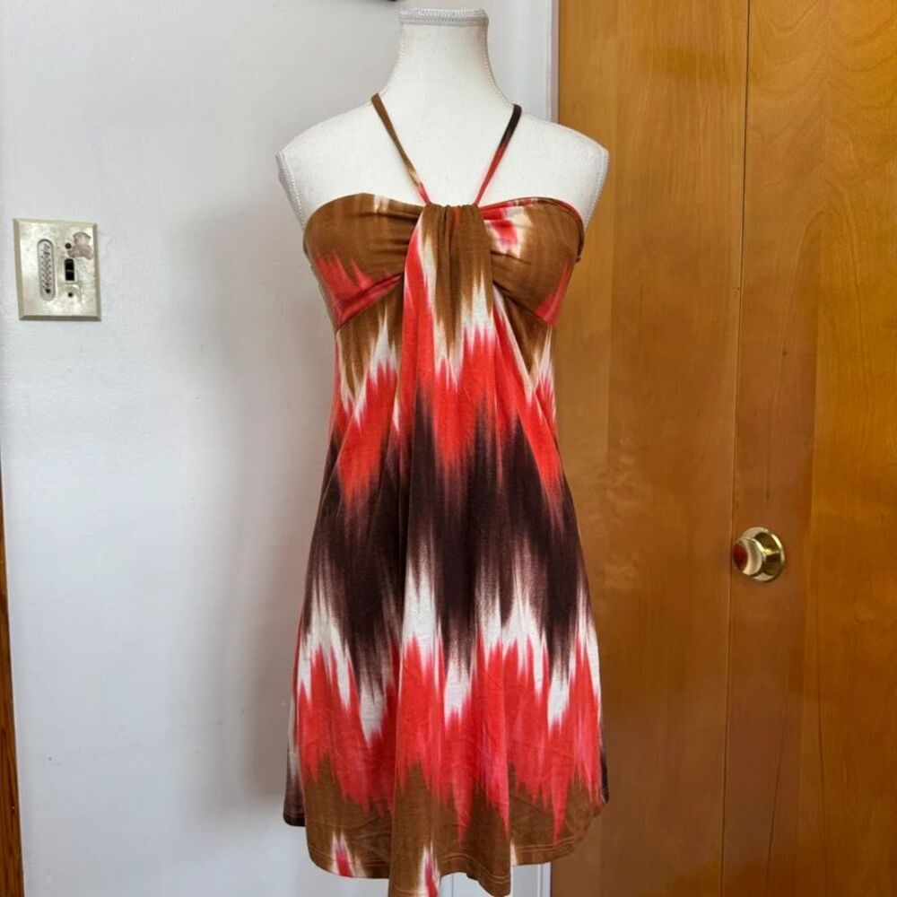 vintage y2k rue 21 sunset tie-dye halter mini dress